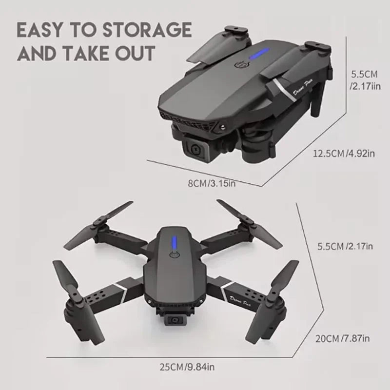 E88Pro RC Drone 4K Pro With 1080P Wide Angle Dual HD Cam Foldable RC Helicopter WIFI FPV Height Hold