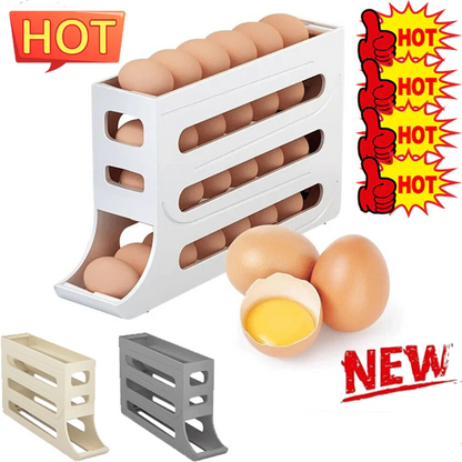 Automatic Scrolling Egg Rack Holder Storage Box Container/Organizer Rolldown Refrigerator Egg Dispenser