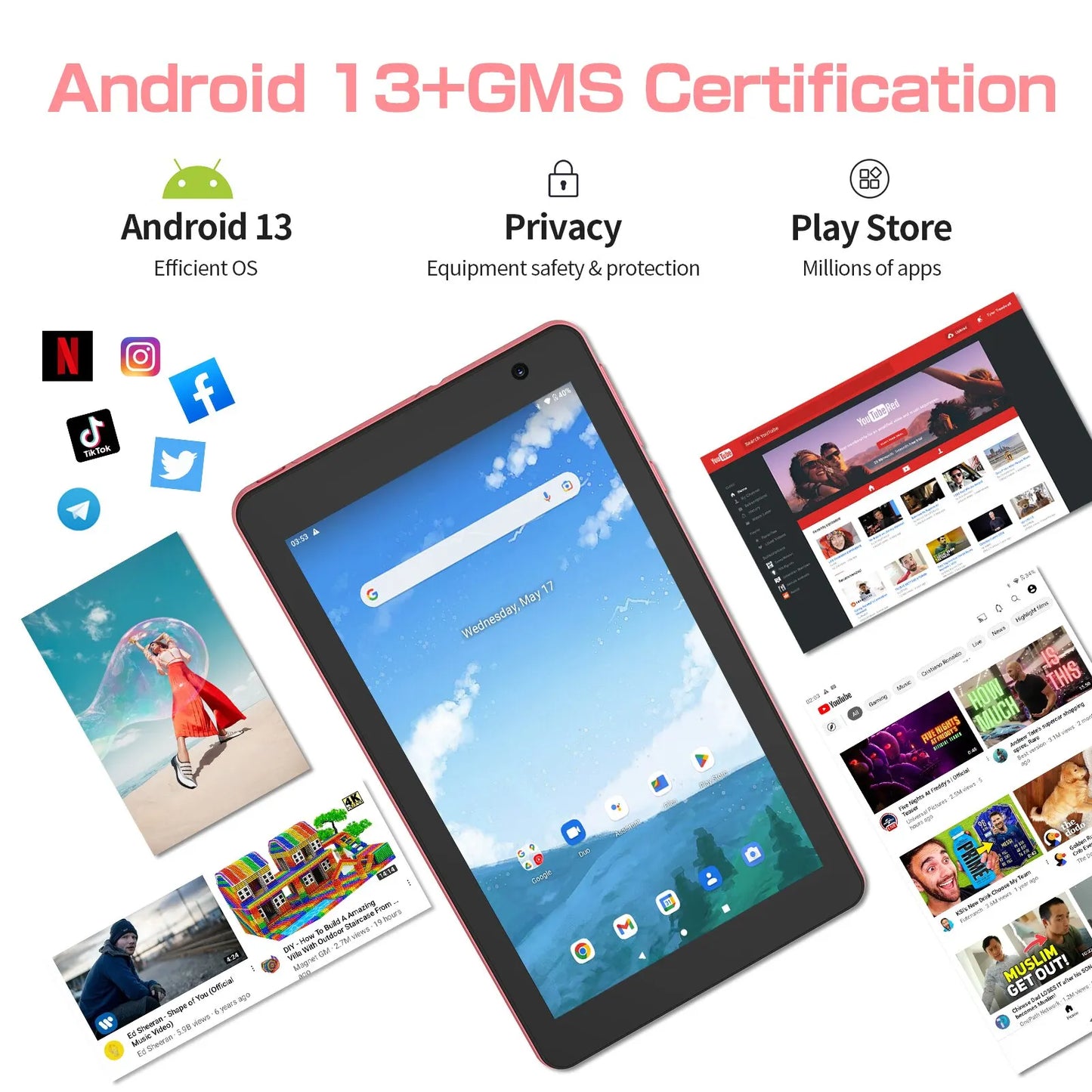 8 In Tablet Android 13, 8GB(4+4 Expand) RAM 64GB ROM,1TB Expand,1280x800  5000MAH Batt Camera, WiFi