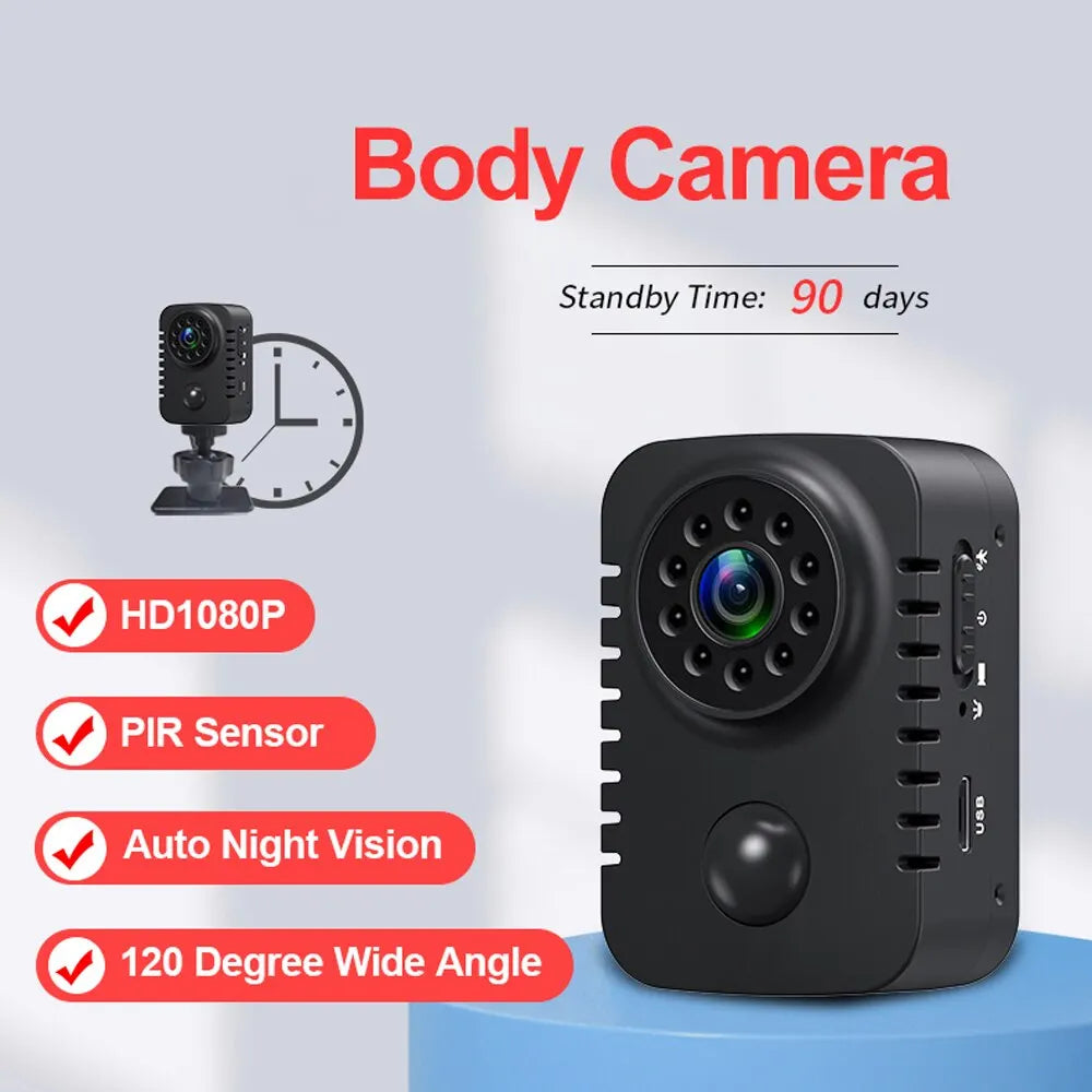 Mini Body Camera 1080P Full HD Smart Security Pocket Night Vision Motion Dection Camcorder For Cars Standby PIR Video Recorder