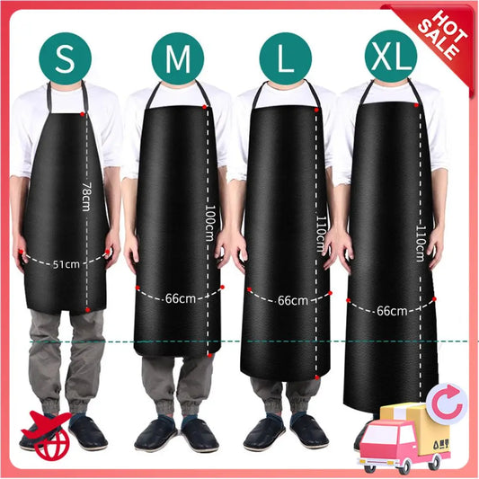 PVC Leather Apron Waterproof Oilproof Heavy Duty Apron: Kitchen Cleaner Thermal Insulation Wear Electric Welding