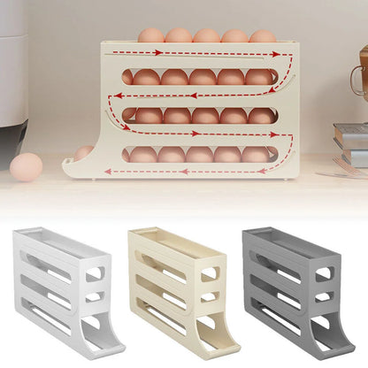 Automatic Scrolling Egg Rack Holder Storage Box Container/Organizer Rolldown Refrigerator Egg Dispenser