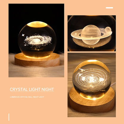 Crystal 3D Glowing Planetary Galaxy Crystal Ball Night Light