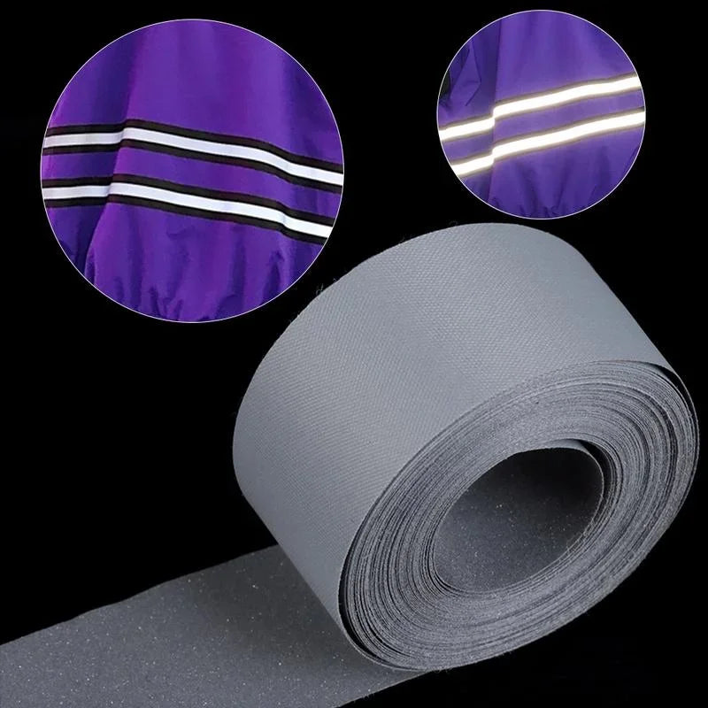 5M Iron on Safety Reflector Sticker for DIY Clothing Bag Shoes Roadway Night Warning Strip 2-5cm