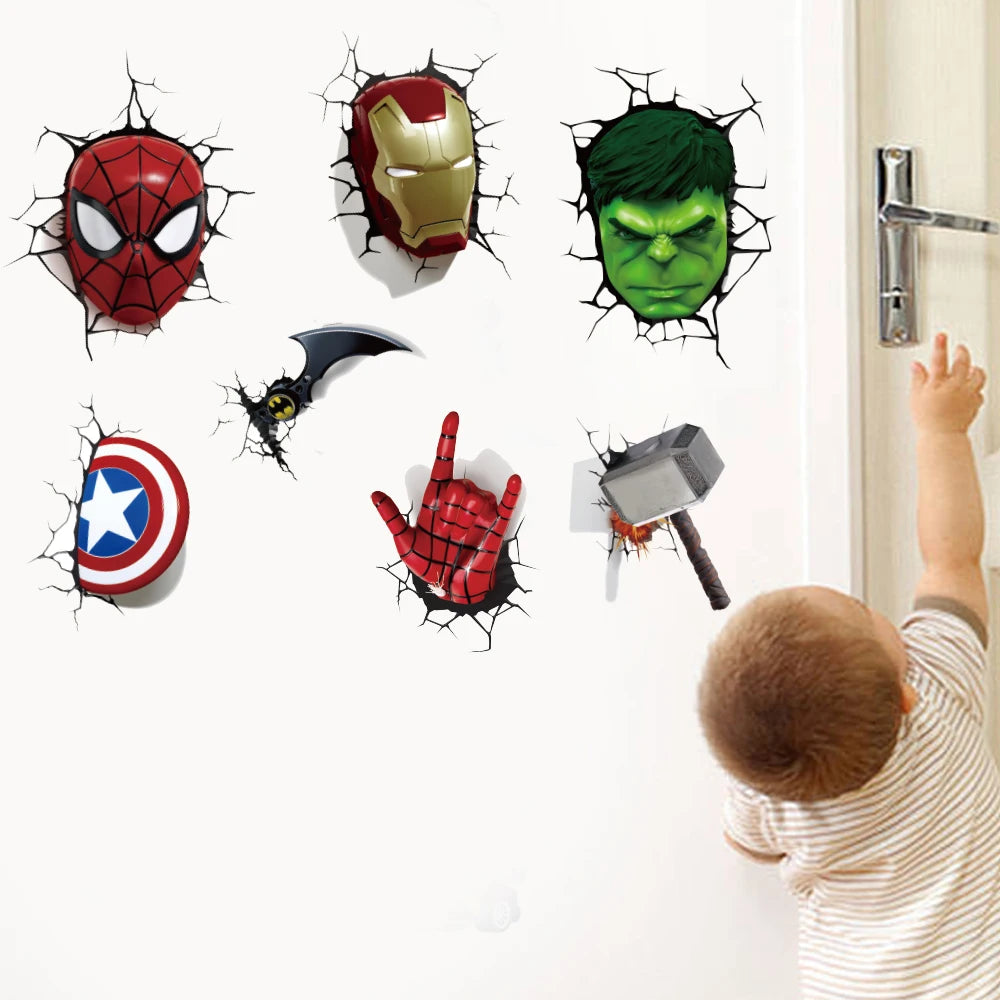 3D superhero spider wallpaper stickers for children's rooms, self-adhesive wall Vinyl Stickers