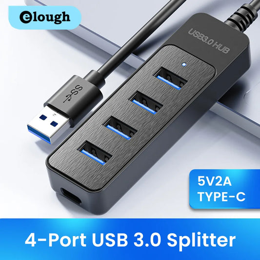 4 Port USB HUB 3.0 High Speed Multi USB 3.0 Splitter Type c USB 2.0 Expander & Power Adapter: For PC